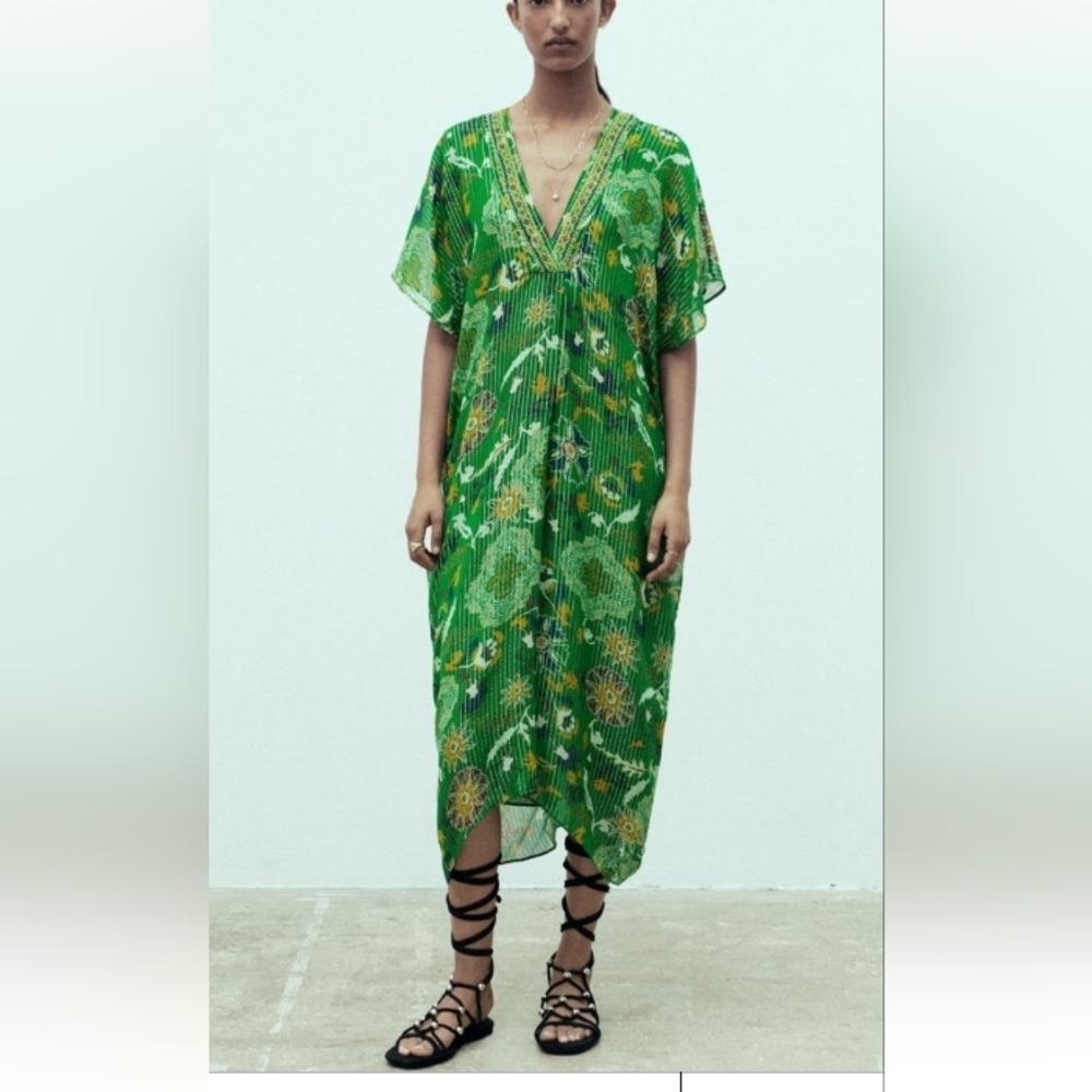 Zara Printed Shimmery Kaftan Dress
